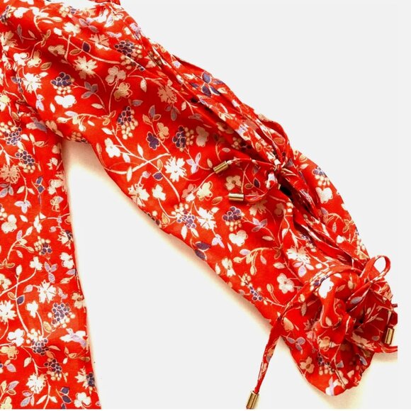 NWOT Veronica Beard Flynn Floral Silk Cold Shoulder Halter Neck Blouse XS $344 - Picture 12 of 13